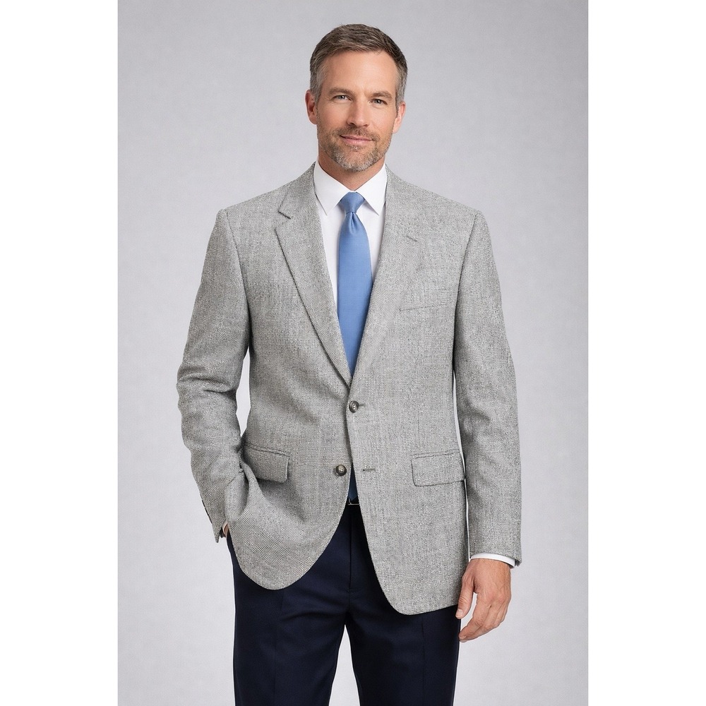 Vtg John Alexander Men's Two Button Tweed Sports Coat Made In USA 44R Brown